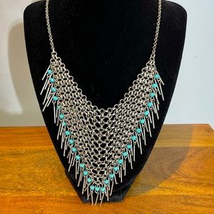 Vintage necklace silver color with blue stone